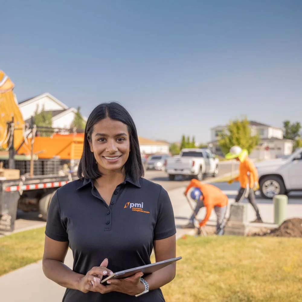 PMI property manager with maintenance team